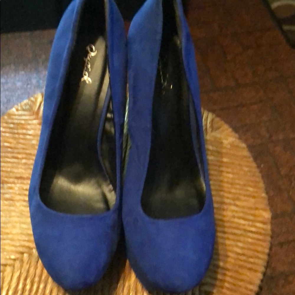 Royal Blue Wedges Size 8